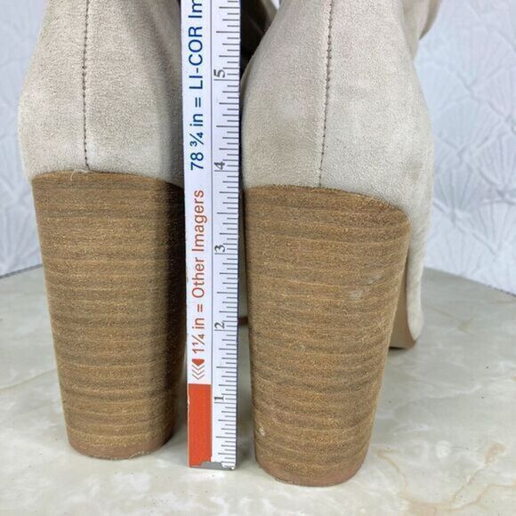 Chinese Laundry Slouchy Ankle Block Heels Booties 10 Beige Boho Western Bootie - Picture 9 of 12